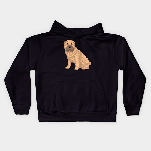 Fawn Shar-Pei Dog Kids Hoodie by millersye